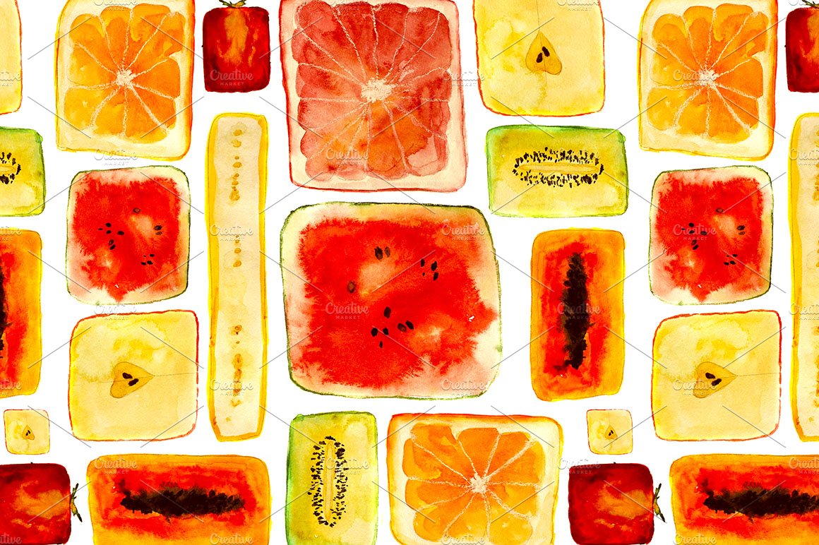 Juicy cubism watercolor pattern cover image.