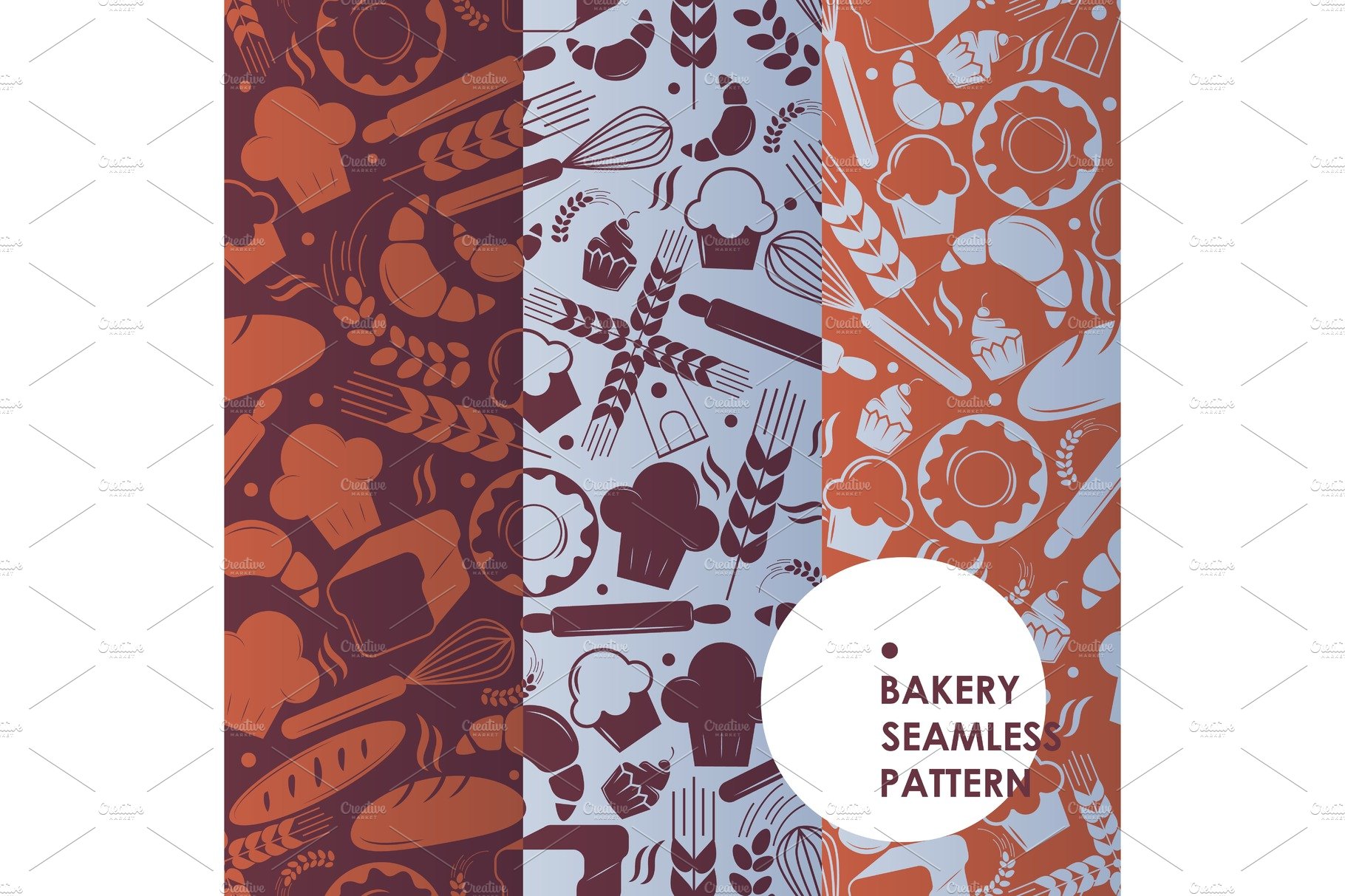 Bakery icons seamless pattern cover image.