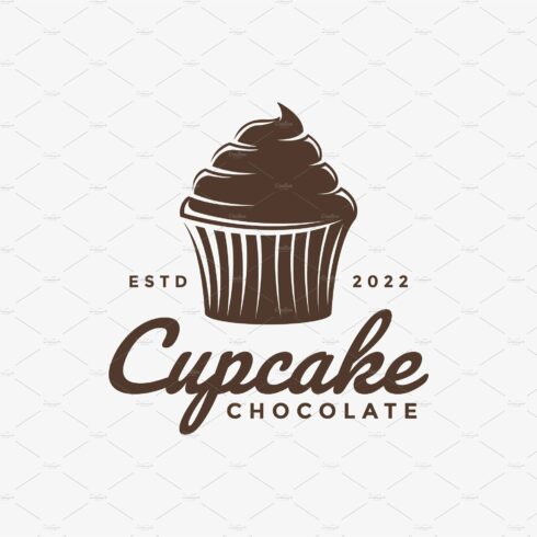 Vintage cupcake chocolate logo icon cover image.