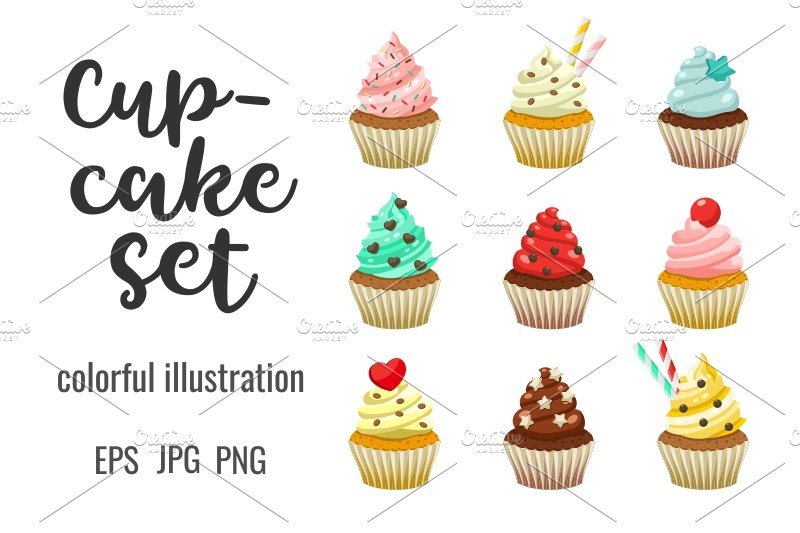 Cupcakes set & patterns preview image.