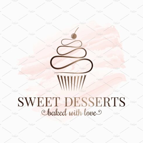 Cupcake watercolor logo design. cover image.