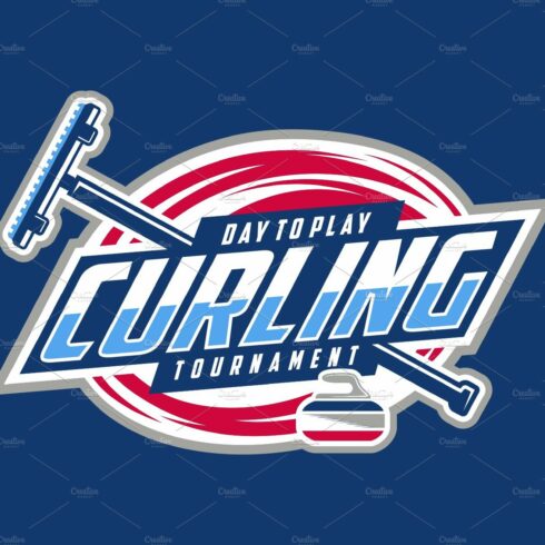 Curling Emblem Logo Design cover image.
