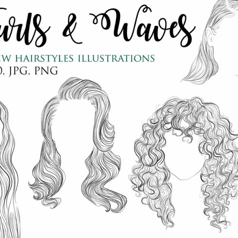 15 Curly and wavy hairstyles Vector cover image.