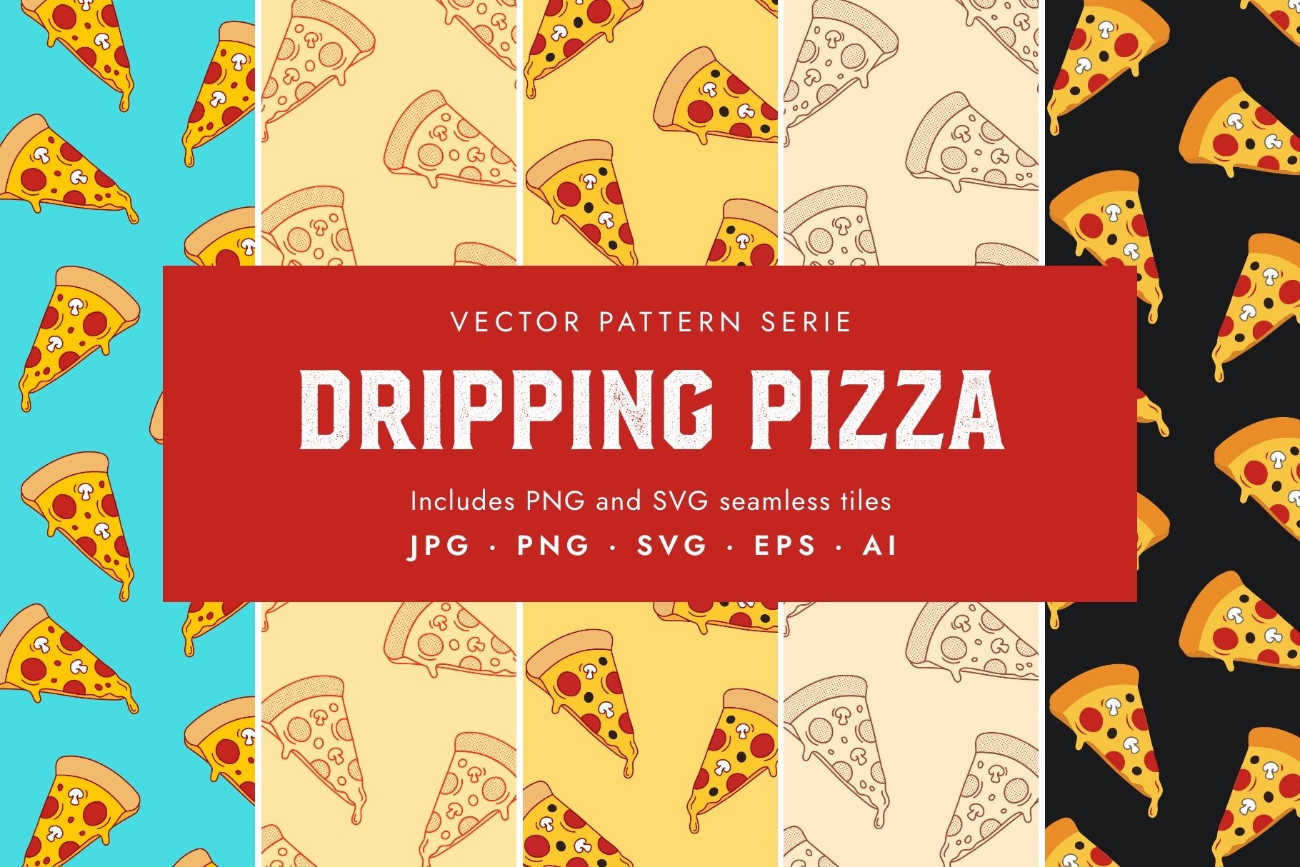 Pizza Slice Seamless Vector Pattern cover image.