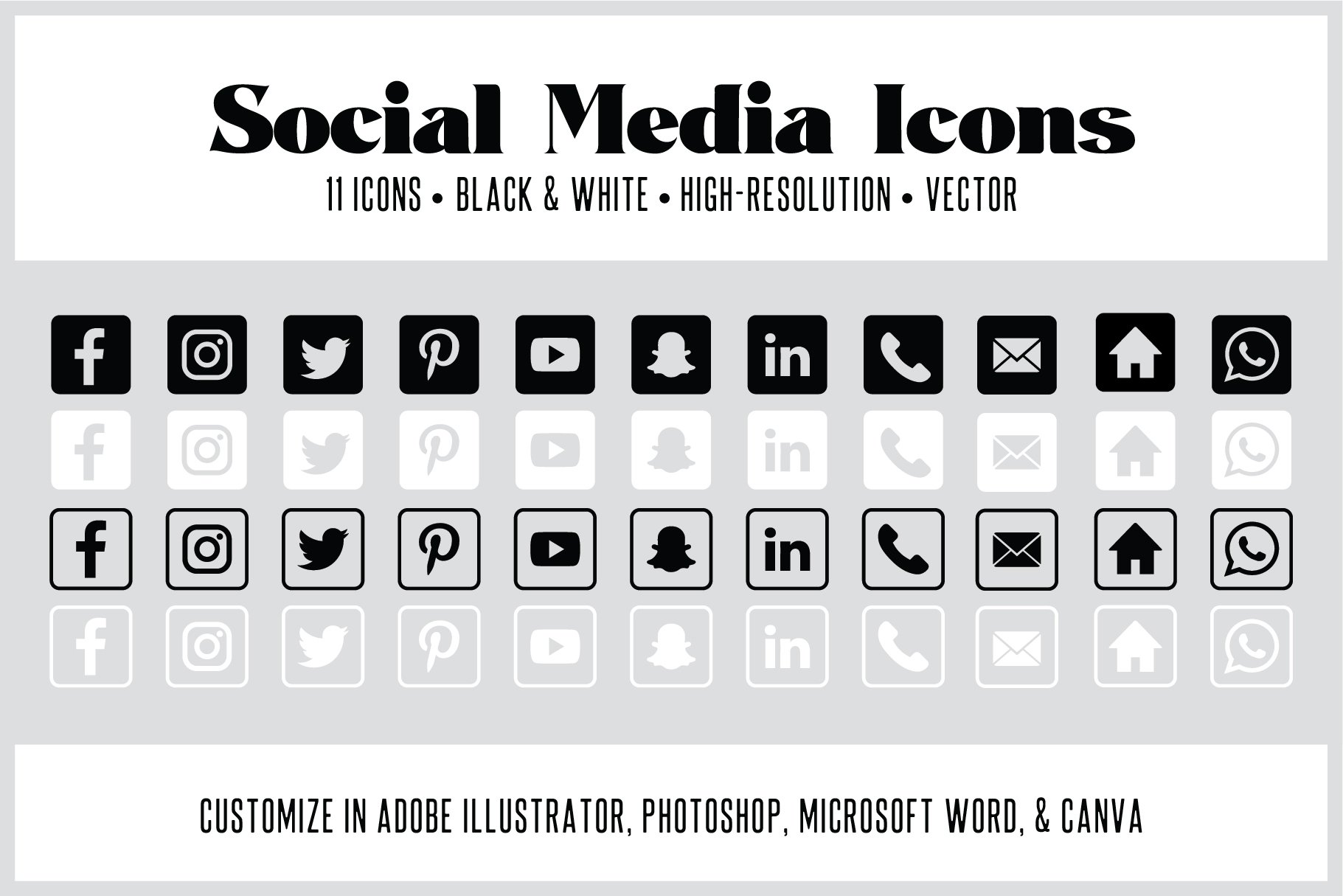 11 Square Social Media Icons Custom cover image.