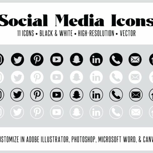 11 Customizable Social Media Icons cover image.