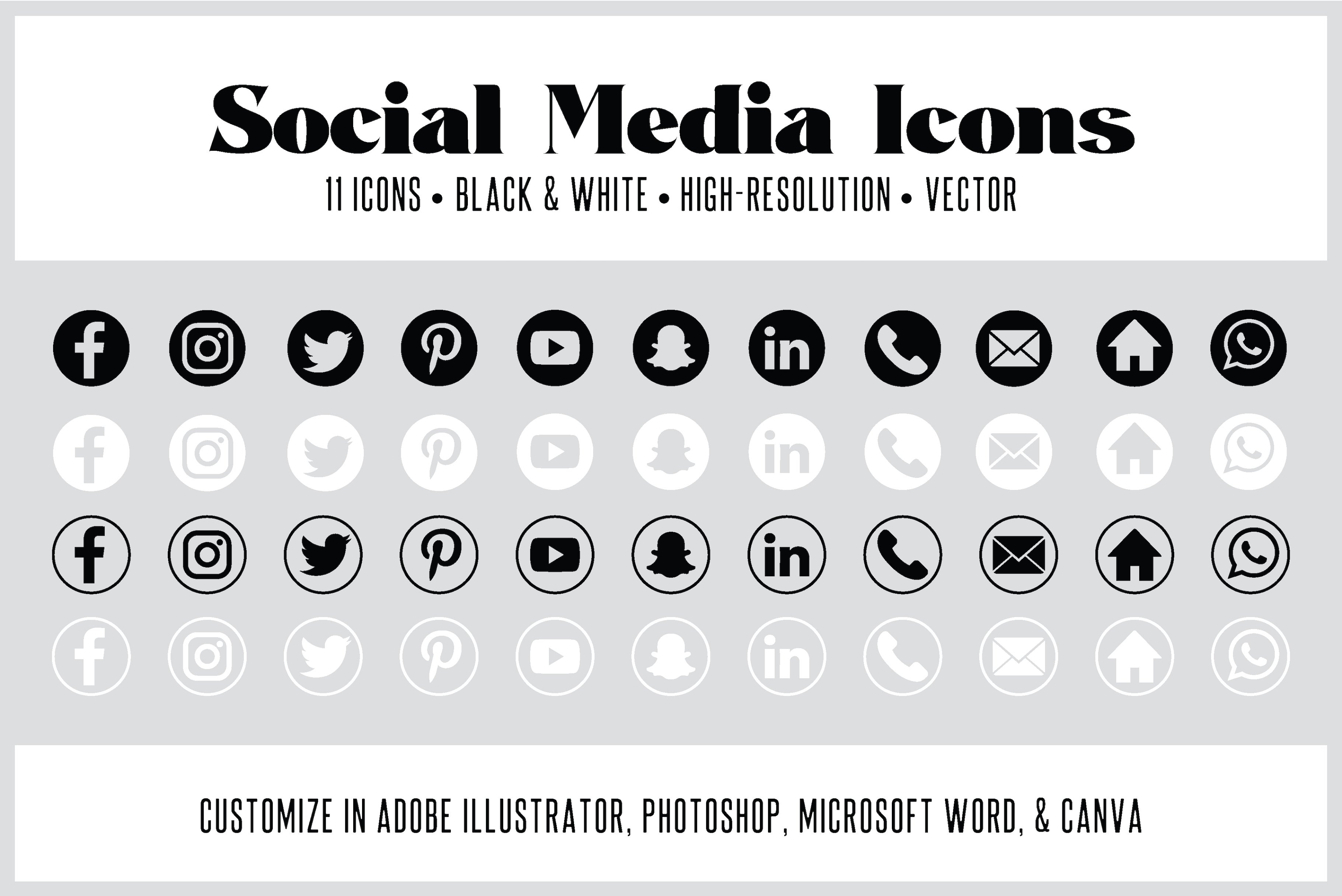 11 Customizable Social Media Icons cover image.
