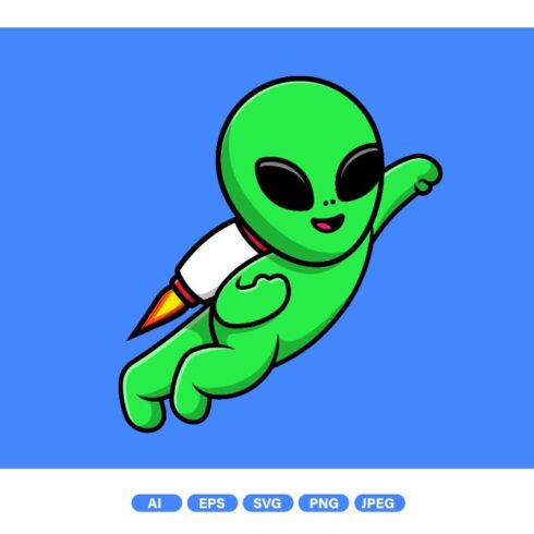 Cute Alien Flying With Rocket cover image.
