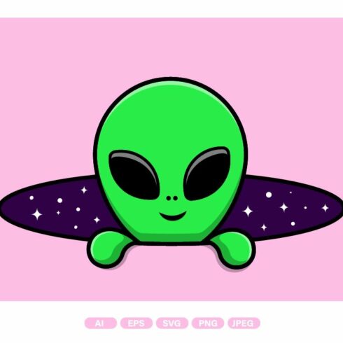 Cute Alien In Space Hole Cartoon cover image.