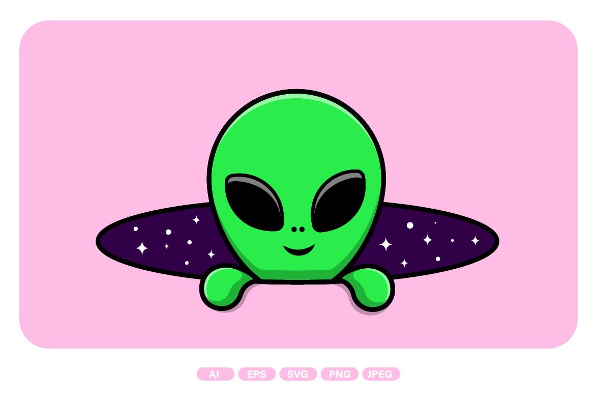Cute Alien In Space Hole Cartoon cover image.