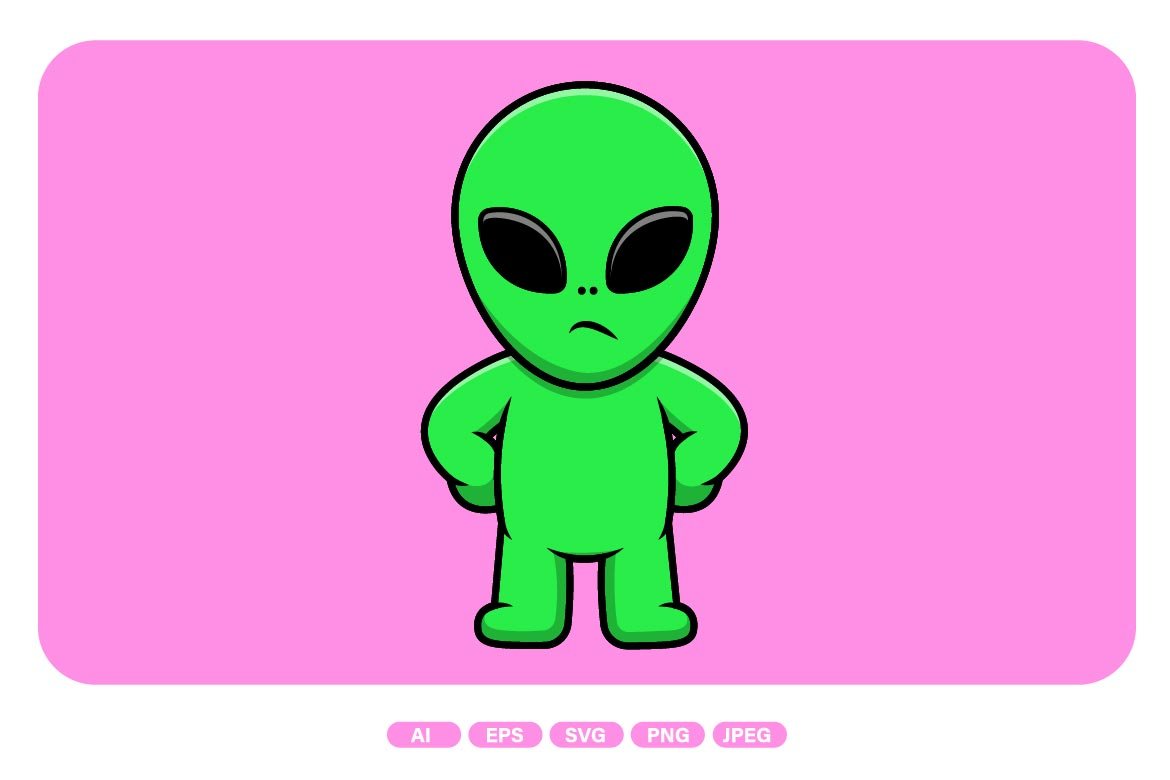 Cute Alien Standing Cartoon – MasterBundles