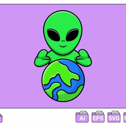 Cute Alien With Earth Cartoon cover image.