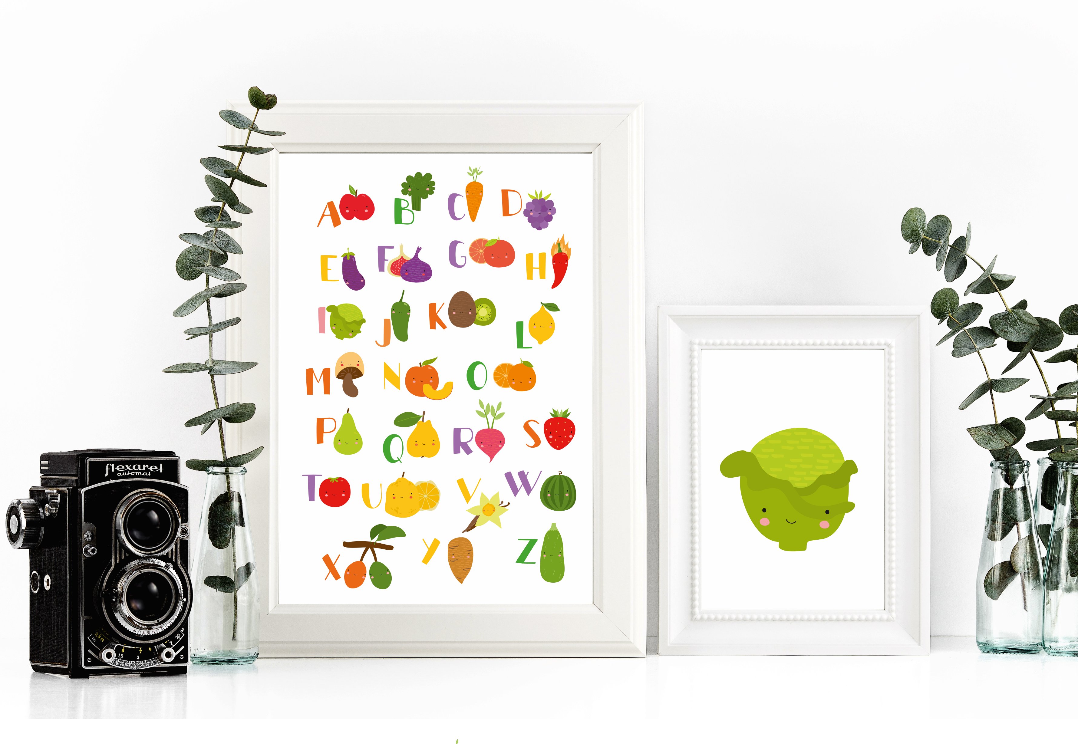 Alphabet vegetables and fruits kids preview image.