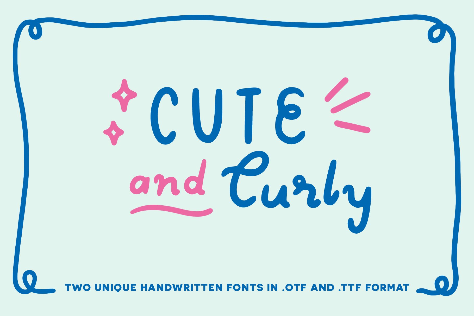 Cute & Curly handwritten fonts cover image.