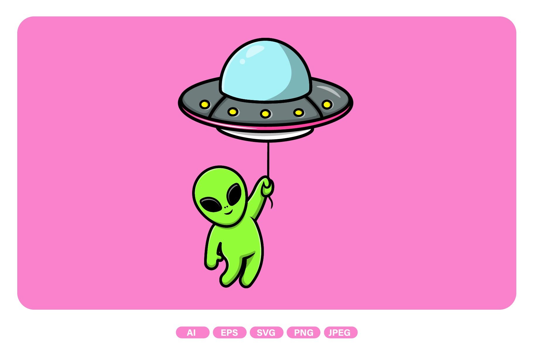 Cute Alien Floating With Ufo cover image.