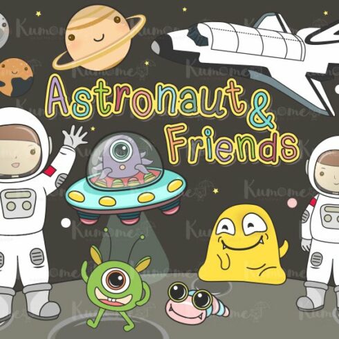 The Astronaut & Friends clipart set cover image.