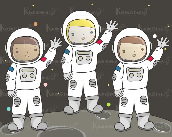 The Astronaut & Friends clipart set preview image.