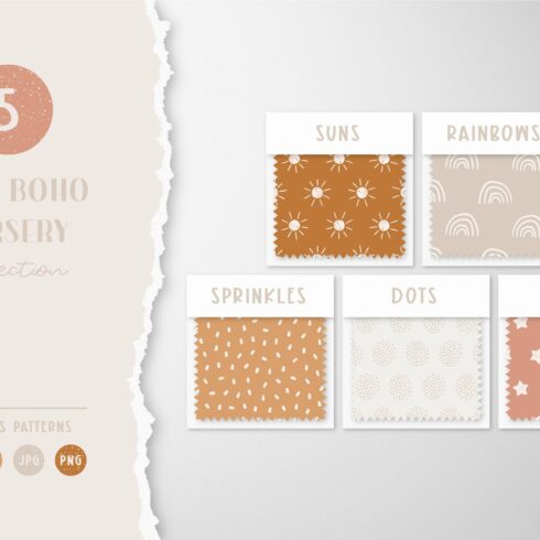 Cute Boho Seamless Patterns Pack cover image.