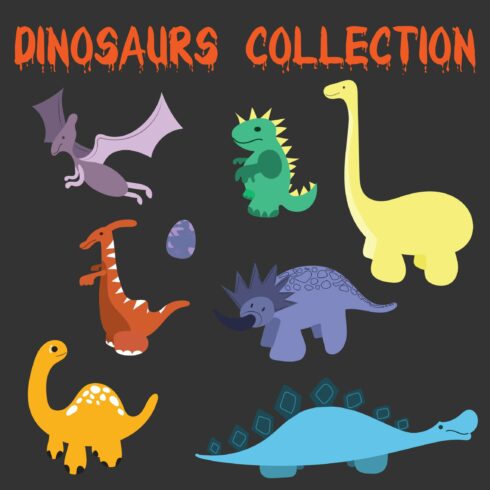 Cute cartoon dinosaurs collection cover image.