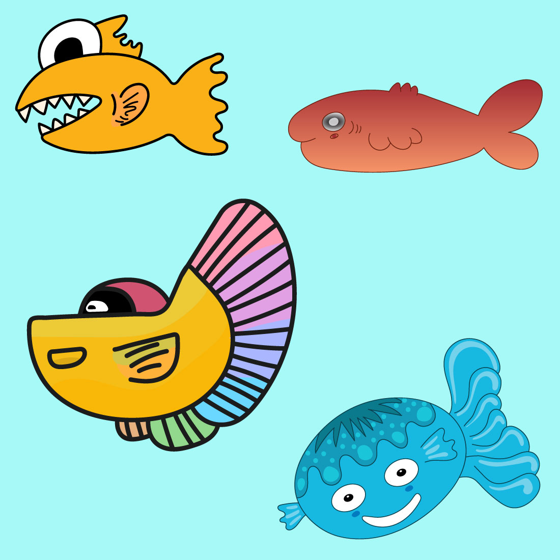 cute cartoon fish collection 02 822