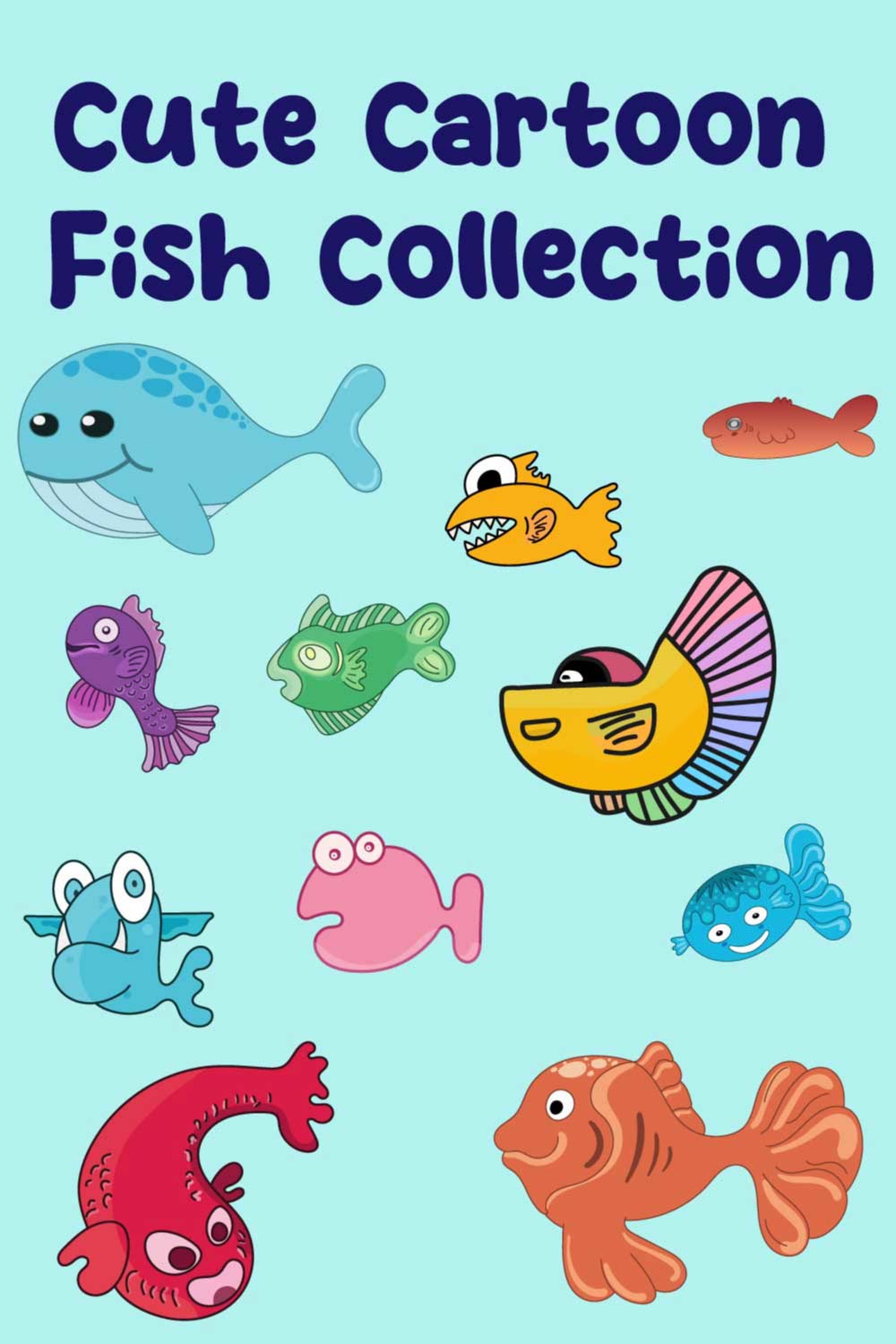Cute Cartoon Fish Collection pinterest preview image.