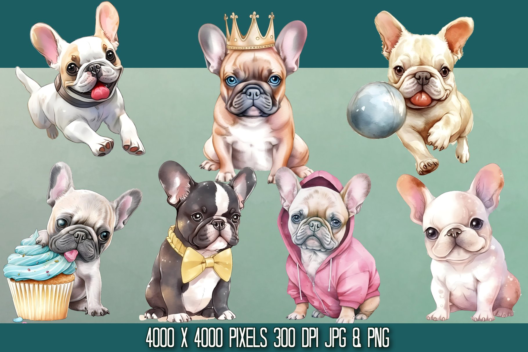 cute french bulldogs card 2 371