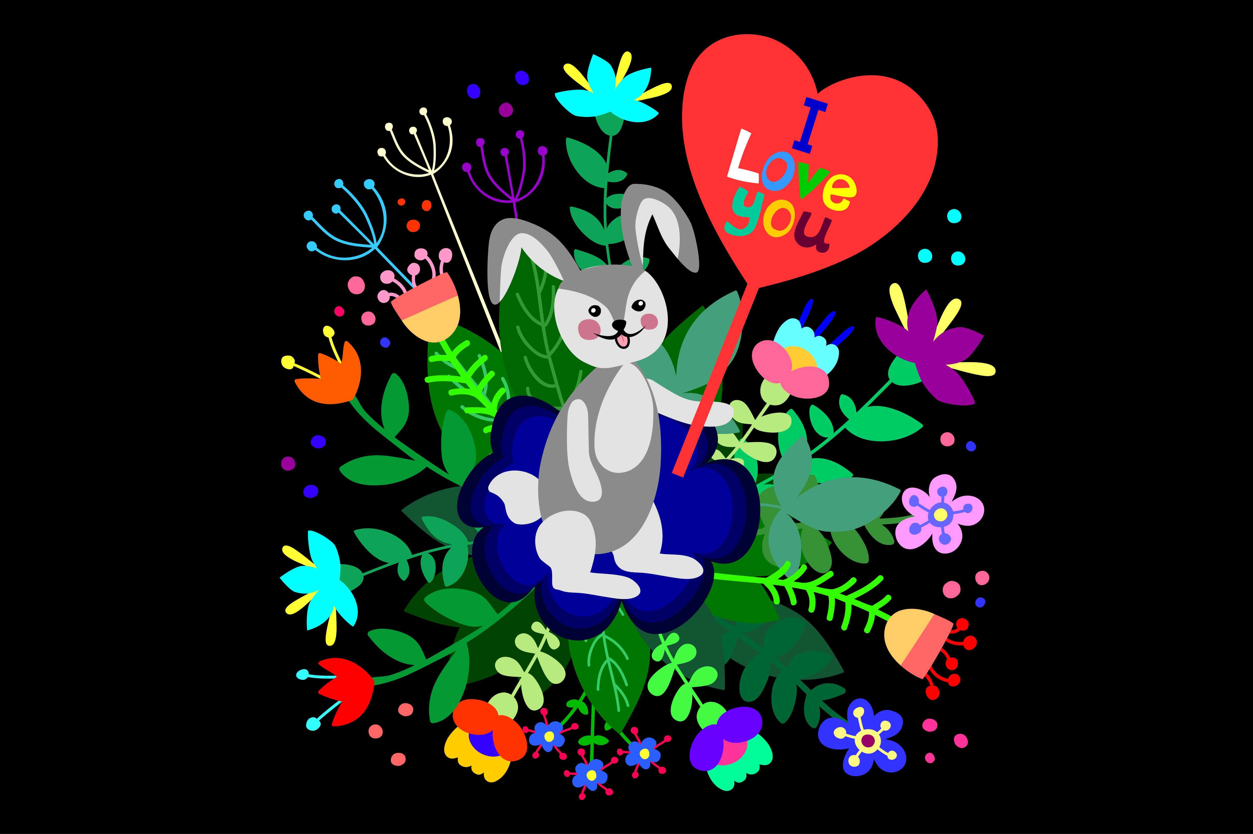 cute rabbit with flowers 26