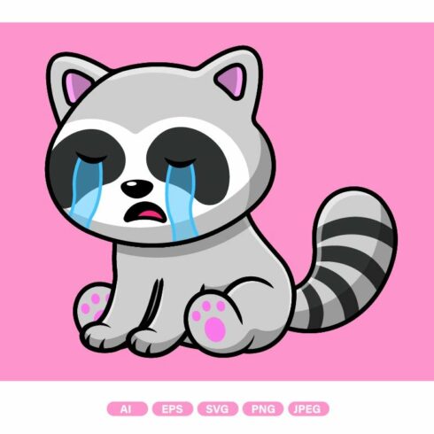 Cute Raccoon Crying Cartoon cover image.