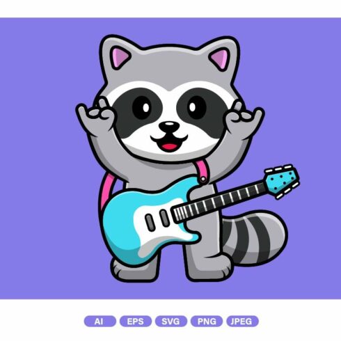 Cute Raccoon Playing Electric Guitar cover image.