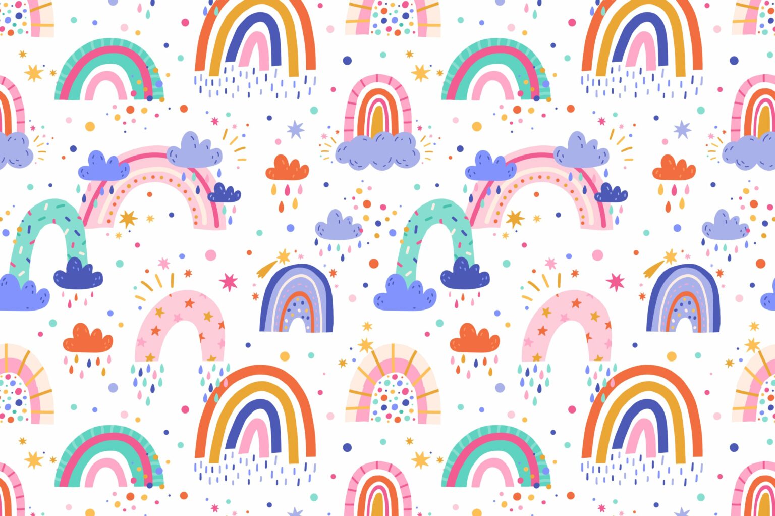 Cute rainbow seamless patterns set – MasterBundles