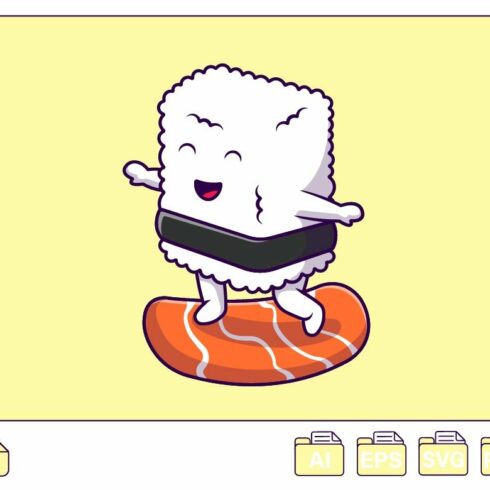Cute Sushi Surfing Cartoon cover image.