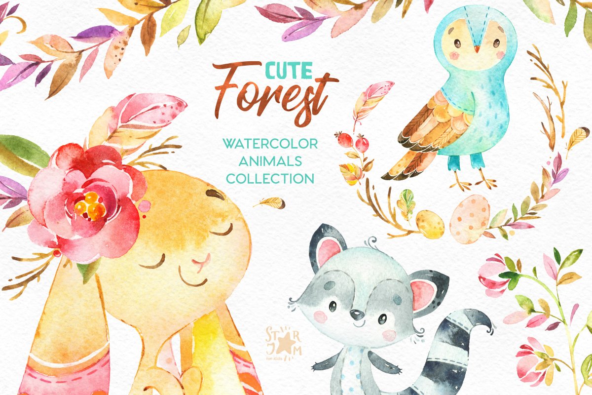 Cute Forest. Collection of animals cover image.