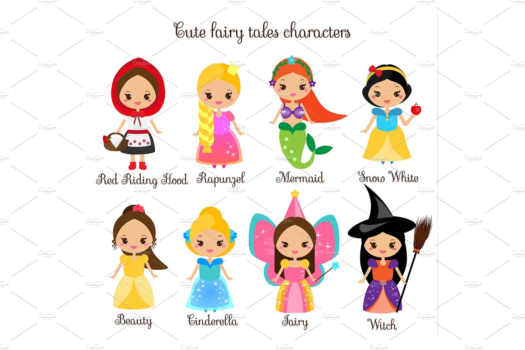 Cute kawaii fairy tale characters cover image.