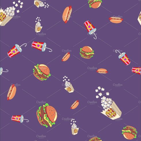 Fast food seamless pattern background cover image.