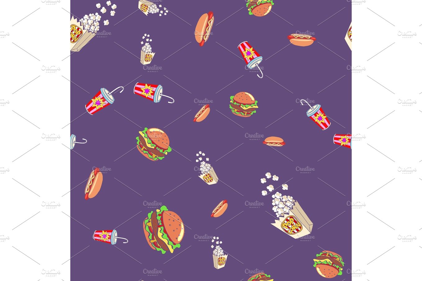 Fast food seamless pattern background cover image.