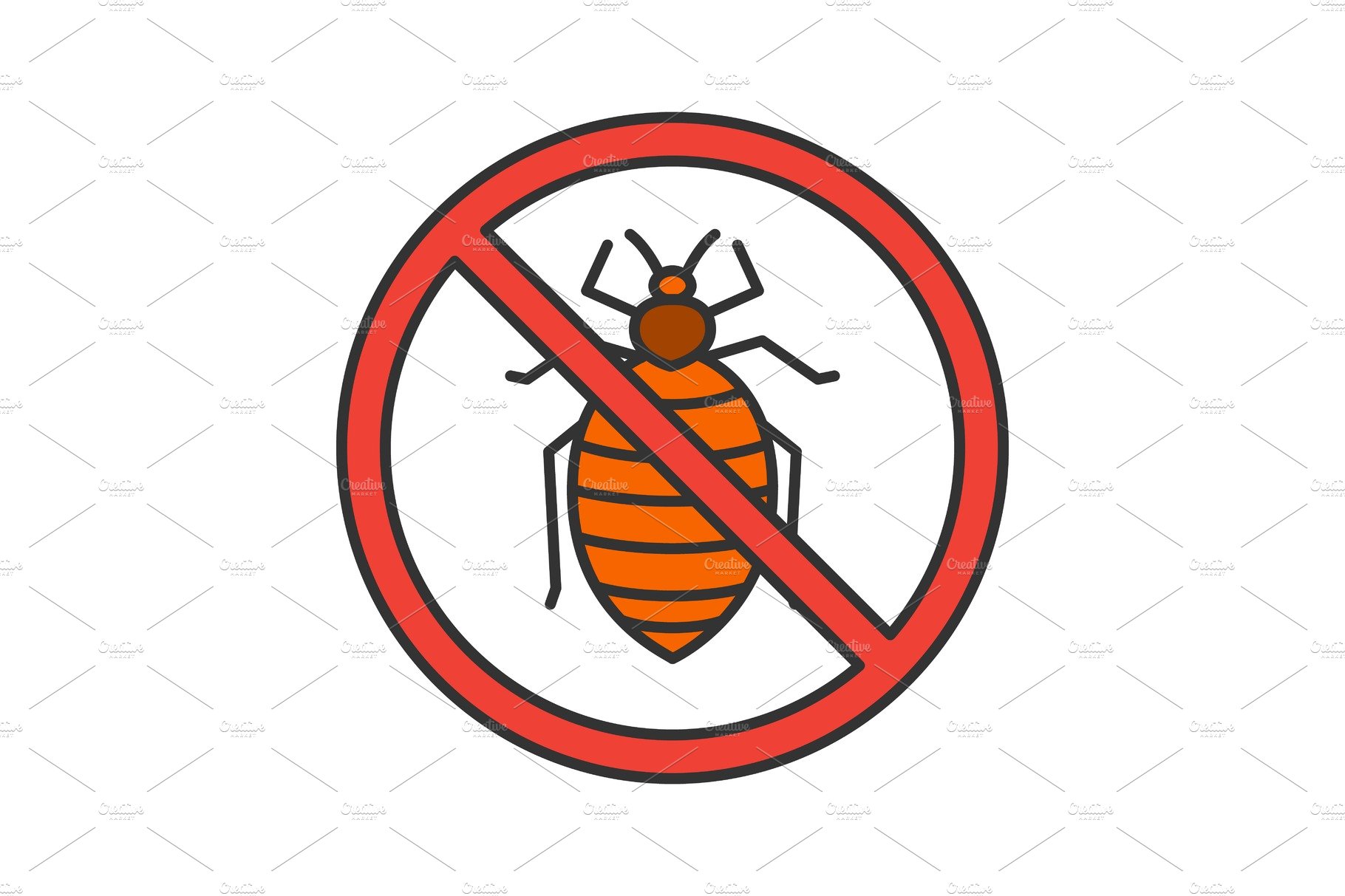 Stop bed bug sign color icon cover image.