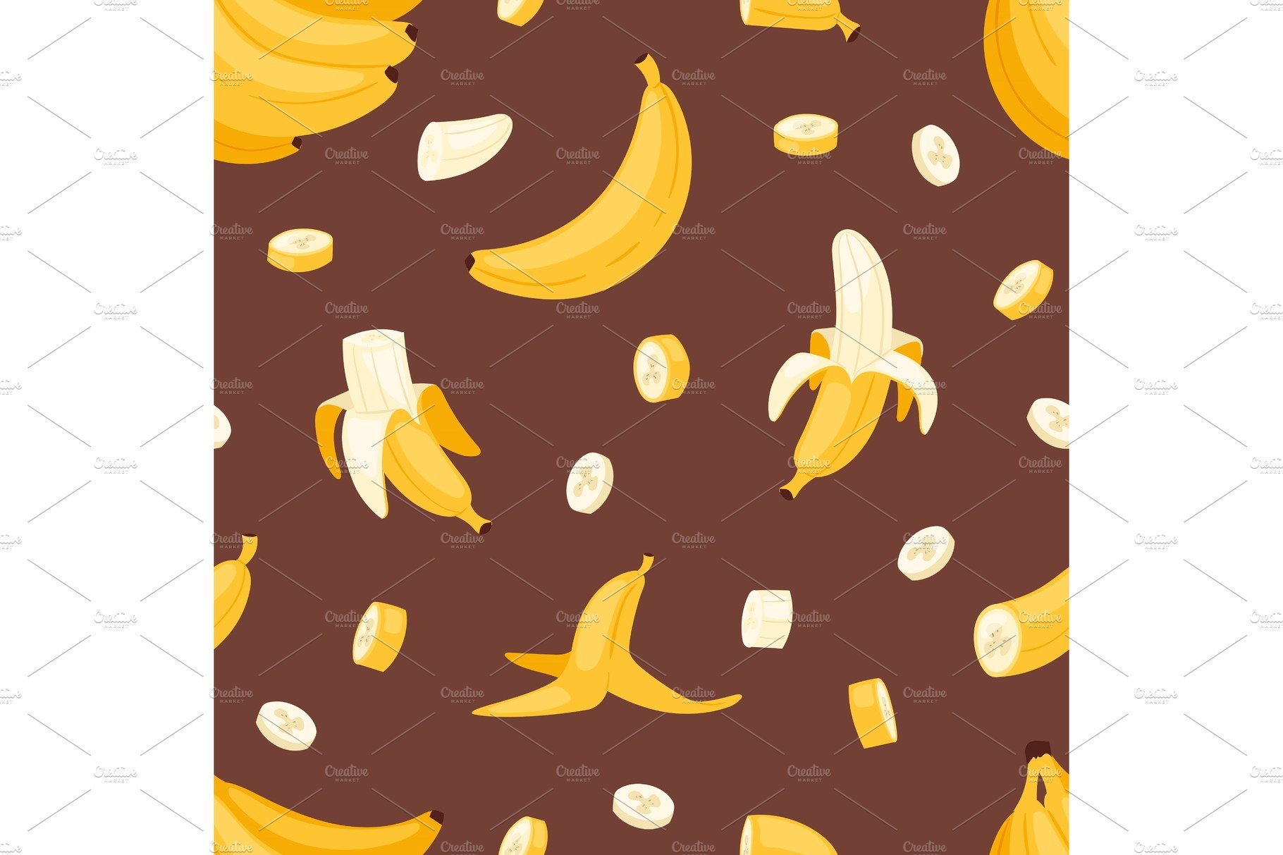 Banana set vector bananas products bread pancake or banana split with yello... cover image.