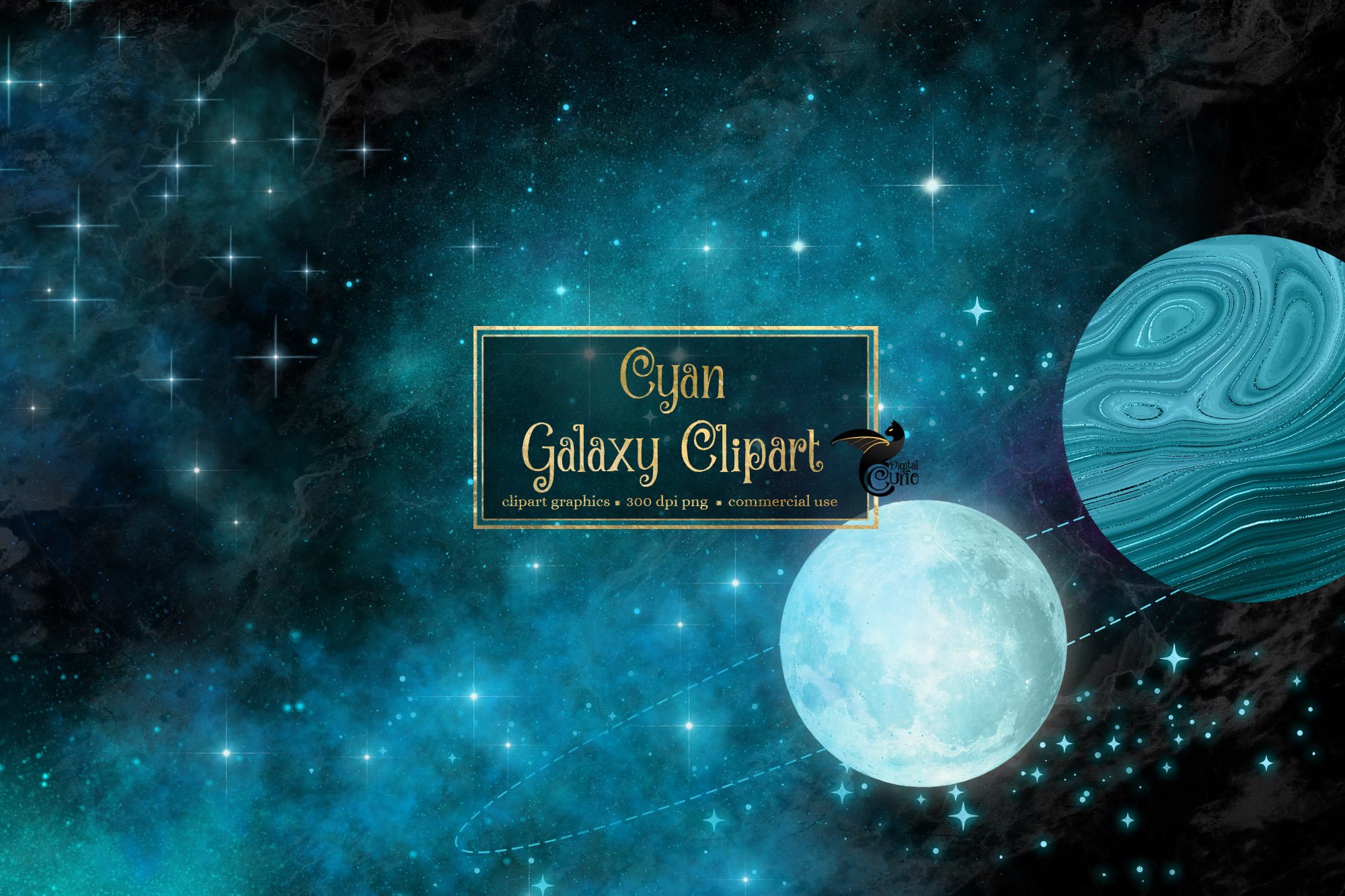 Cyan Galaxy Clip Art cover image.