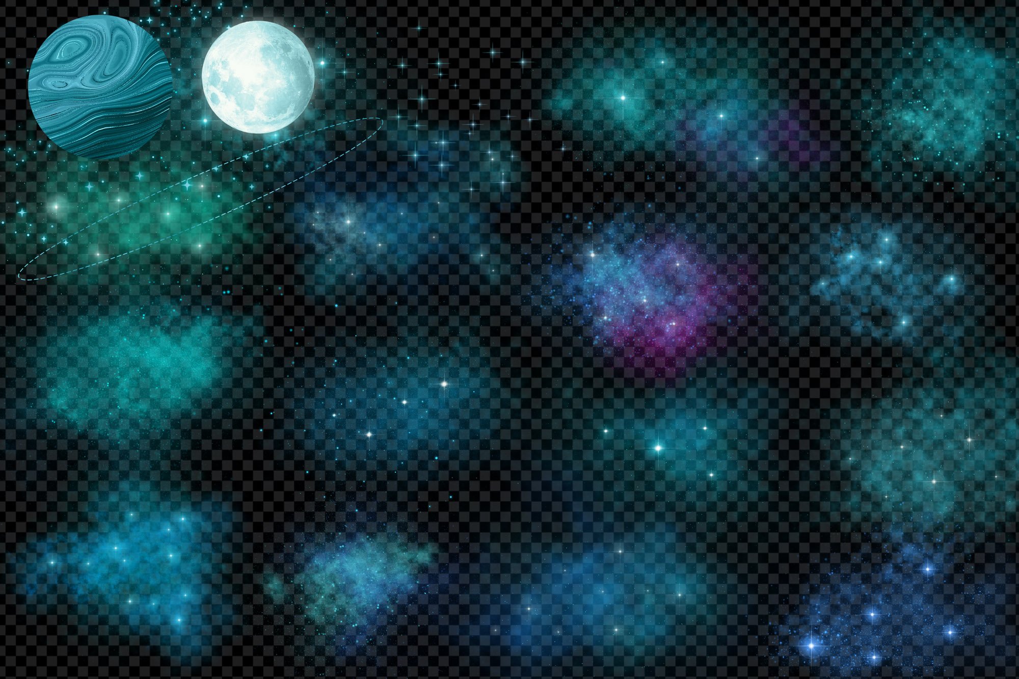 Cyan Galaxy Clip Art preview image.