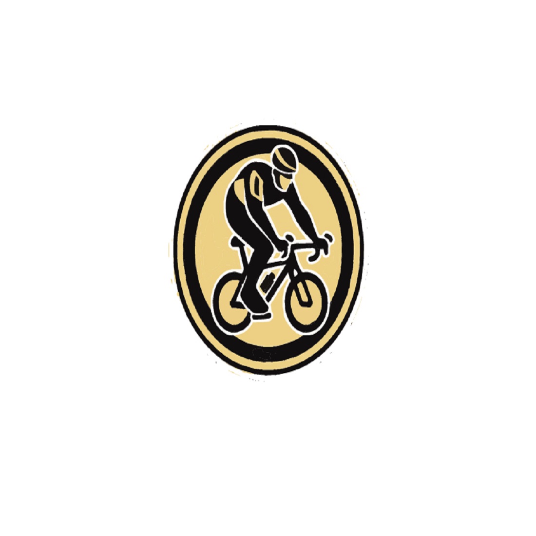 Gold and black logo depicting a cyclist in action preview image.