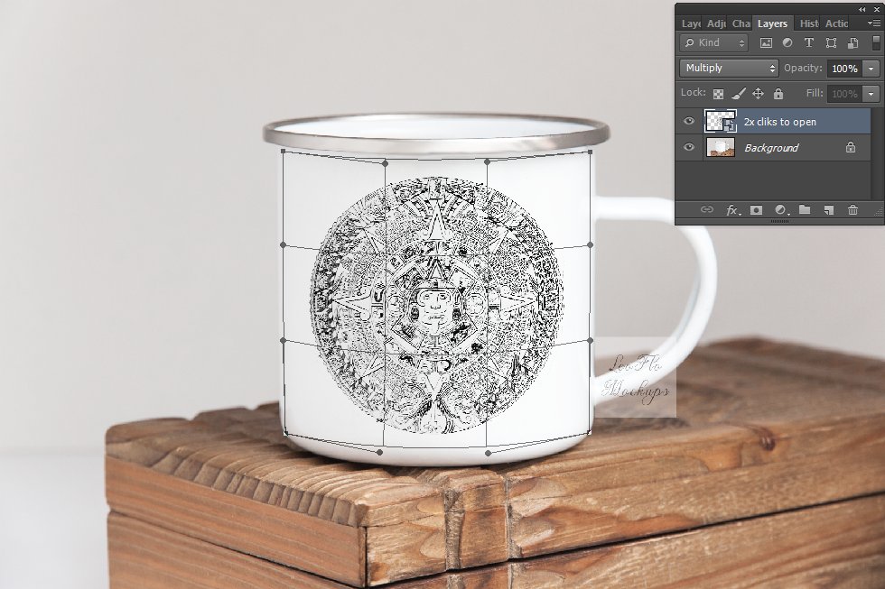 Metal cup Enamel tin mug mockup psd preview image.