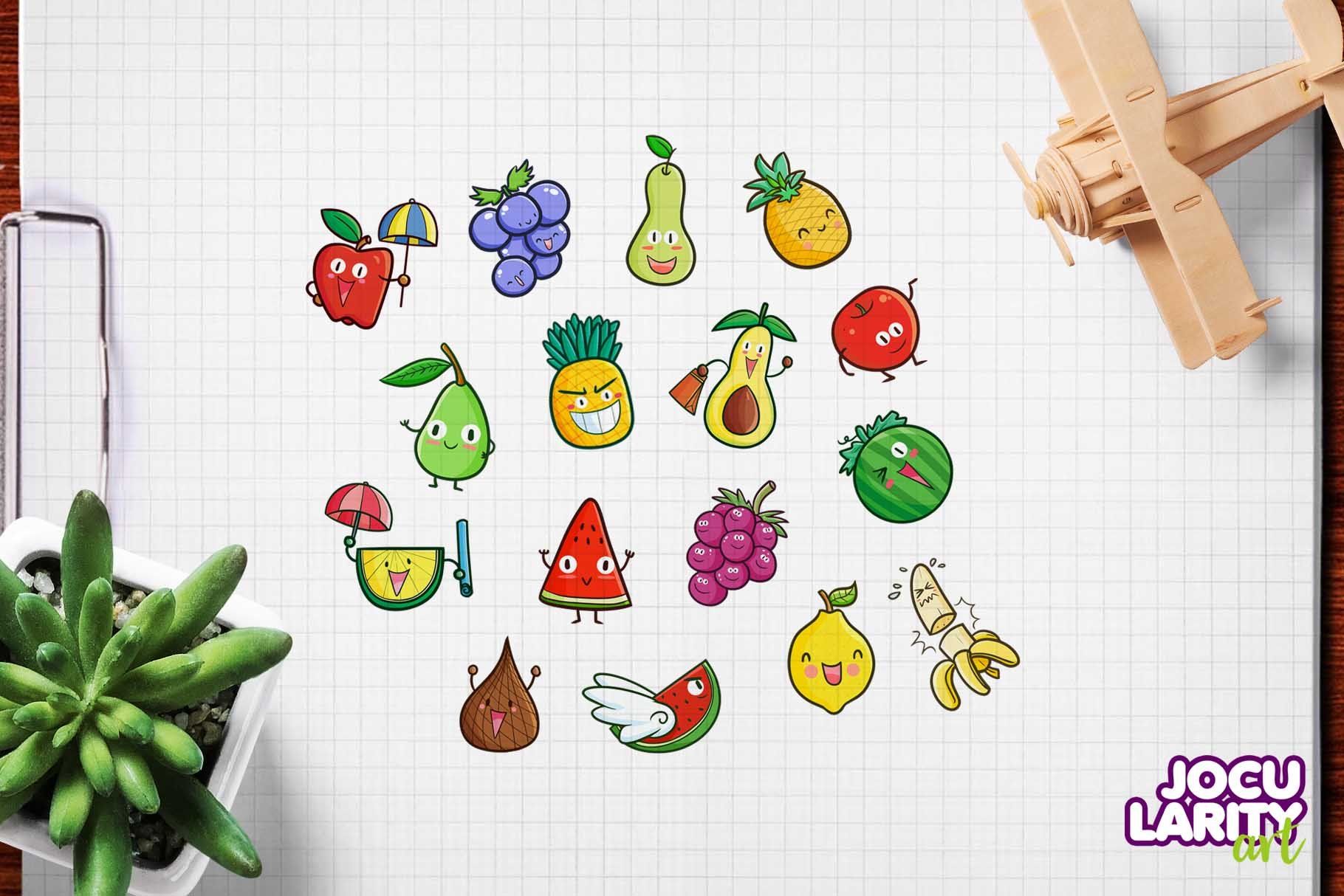 Cute Fruits Cartoon Characters #2 preview image.