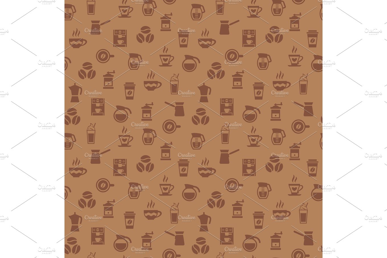 Coffee seamless pattern. Background with icons. cover image.