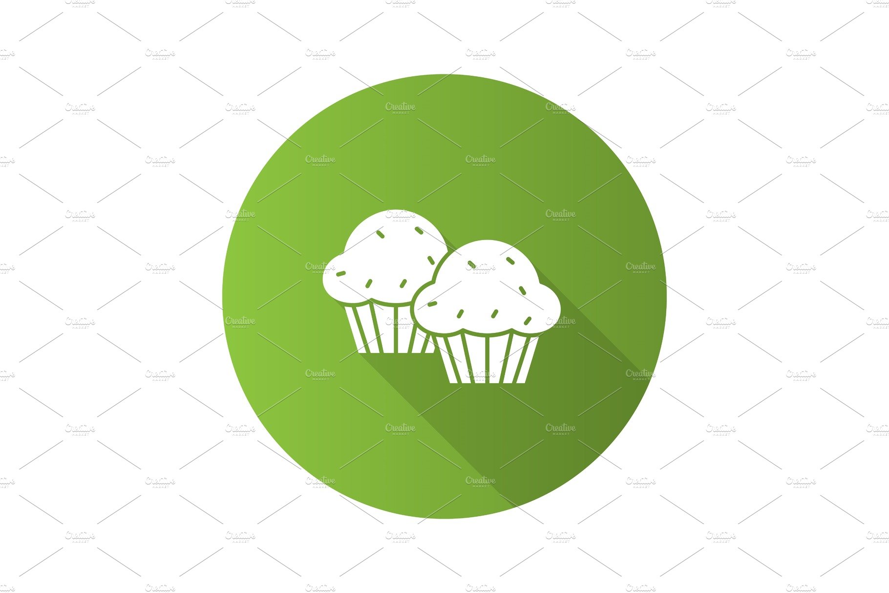 Cupcakes flat design long shadow glyph icon cover image.