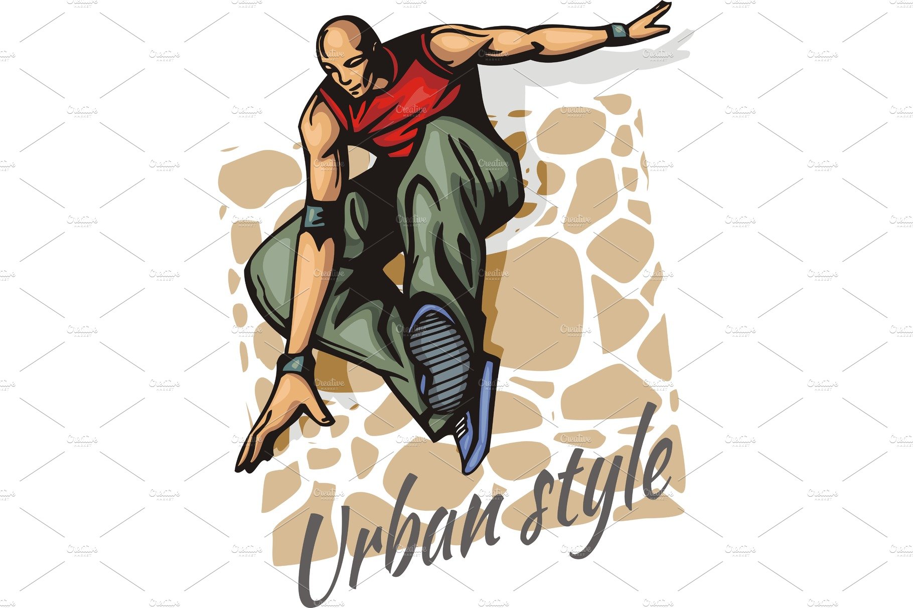 Jump on a skateboard - vector color cover image.