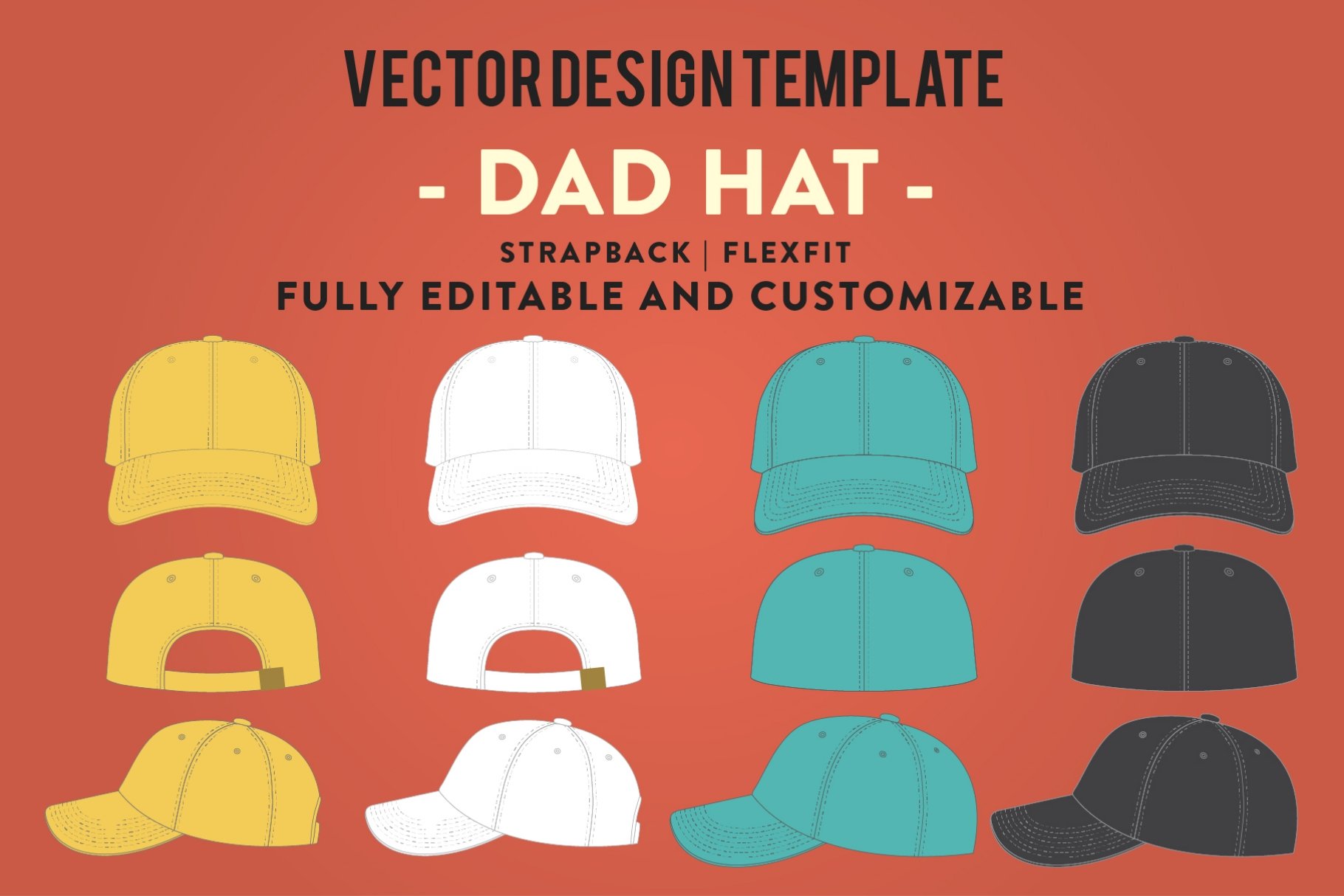 Hat Template - Dad Hat – MasterBundles