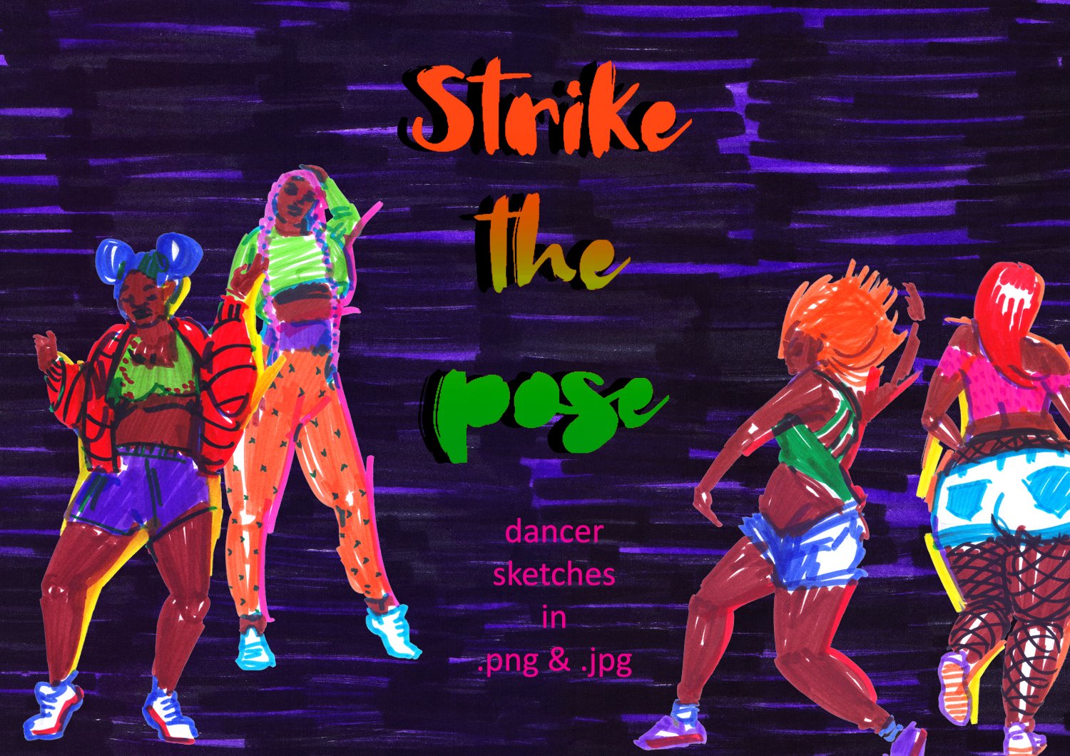 Strike the pose - dancers sketches cover image.