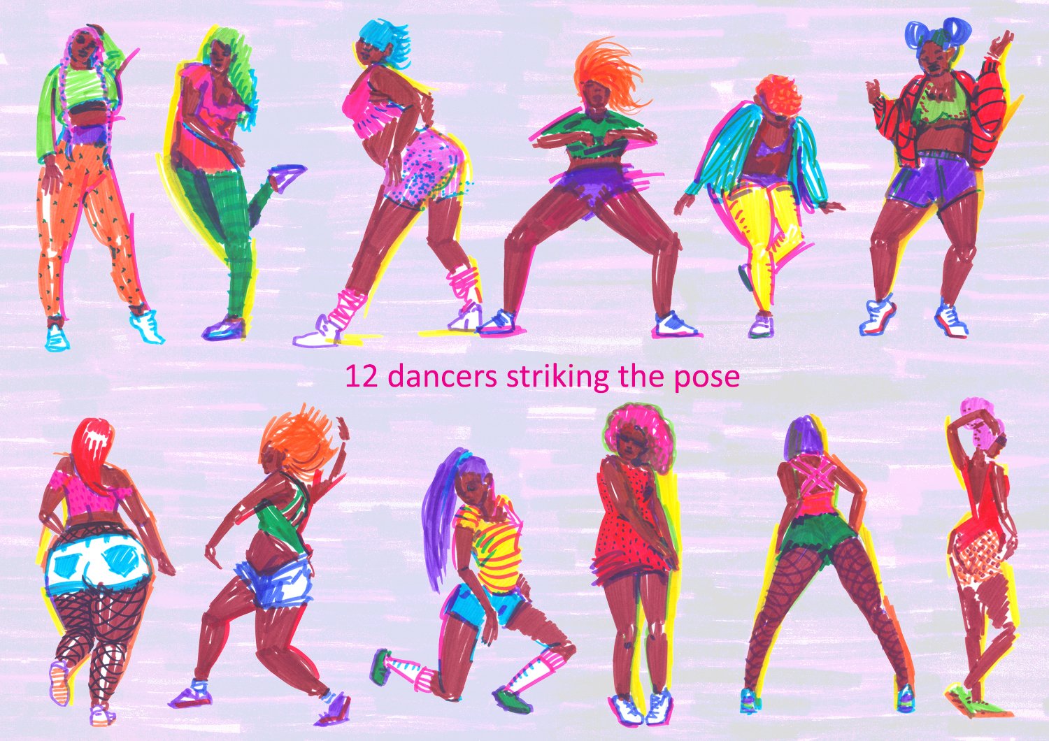 Strike the pose - dancers sketches preview image.