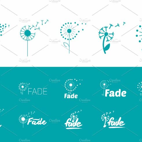 Flat set of fly dandelion symbols cover image.