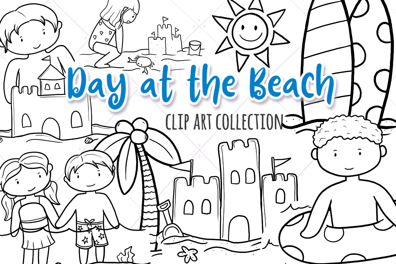 Day at the Beach Digital Stamps cover image.